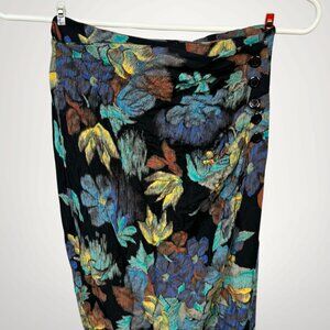 Ports International Vintage Floral Midi Skirt Made in Hong Kong